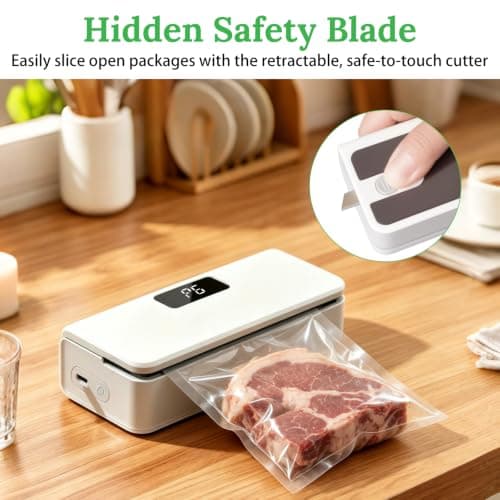SUPRBIRD Portable Mini Bag Sealer,Foil Sealer,LED Display & 6 Heat Settings, Magnetic Back with Hidden Cutter, USB-C Rechargeable,Suitable for storing food in the kitchen — view 6