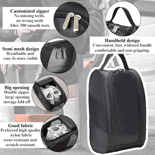 Golf Shoe Bag, Waterproof Football Boot Bag for Golf, Football, Rugby, Cricket, Travel, Gym, Storage, Black, 23 * 12 * 34 CM/9.05 * 4.72 * 13.38in — view 3