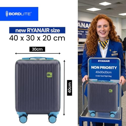 Bordlite Kids Suitcase 40x30x20cm Navy Cabin Luggage for Boys & Girls, Childrens Underseat Travel Case with 360 Spinner Wheels, Telescopic Handle, ABS Shell for Ryanair & Wizz Air — view 5