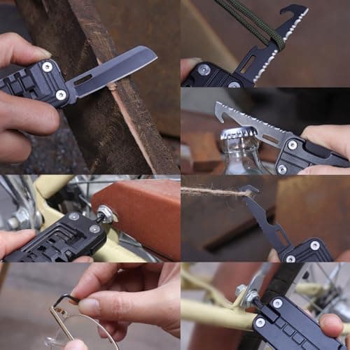 HONZIN Multitools 6 in 1 Folding Multitool, Pocket Size EDC Multi Tool with Rope Cutter, Bottle Opener, Screwdriver, SIM Card Pin, Camping Stainless Steel Multitools with Nylon Pouch, Gifts for Men — view 4