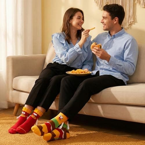Zuimei 4Pcs Fun Food Themed Magnetic Socks Soft Cotton Mid-Calf Socks — view 3