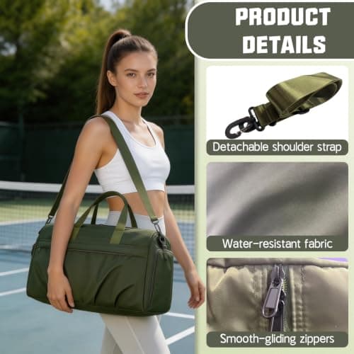 Cycayit Gym Bag with Shoe Compartment, 45 cm, Army Green — view 4