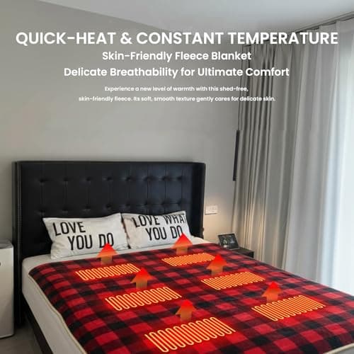 USB Heated Sleeping Mat, 3-Level Adjustable Temperature Camping Heating Pad with 6 Heating Zones, Waterproof Electric Warm Sleeping Bag Liner for Cold Weather Hiking Backpacking — view 3