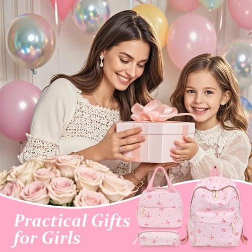 3-Piece Bow School Bag Set, Adorable Bow Bag, Pink Girls Backpack for School, Polyester Backpack + Lunch Bag + Pencil Case, for Teens Students Daily Use, Commute Travel Hiking Camping — view 6