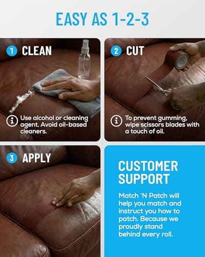 MATCH 'N PATCH Leather Repair Tape - Brown (4.5 m x 5.7 cm roll) Self Adhesive Leather Patch with Printed Leather Pattern for Sofas, Chairs & Vinyl - Fix Rips & Scratches, Crafts & DIY — view 5