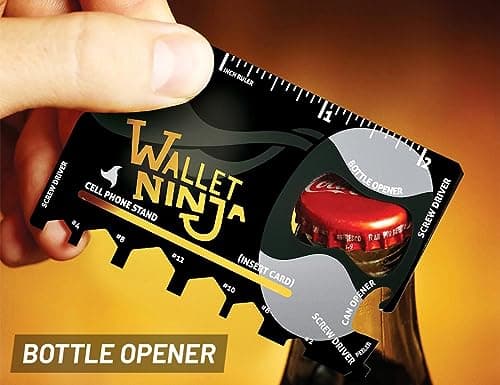 Wallet Ninja Multitool Card – 18 in 1 Credit Card Size Multi-Tool for Quick Repairs, EDC Survival Gear, Bottle Opener, Camping – Cool Gadget and Stocking Stuffer (Black) — view 4