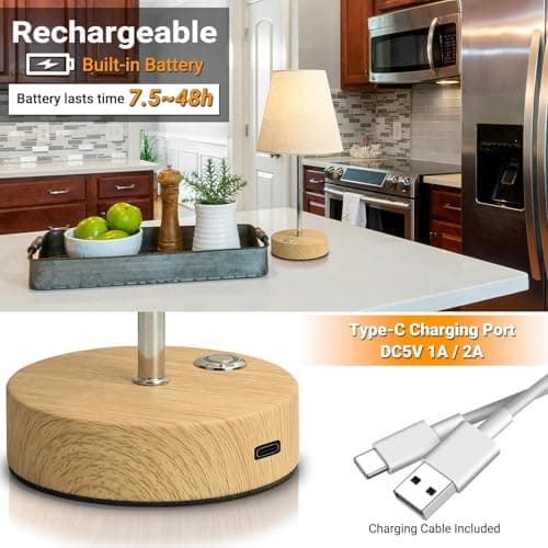 HSLighting Rechargeable Table Lamp, 300LM Cordless Stepless Dimmable Light — view 2