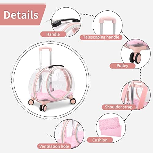 Transparent & Fully Breathable cat Carrier with Rolling Wheels — view 3