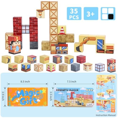 MEESHEEP Magnetic Blocks Travel Set for Kids Toddlers Travel Games Farm — view 2