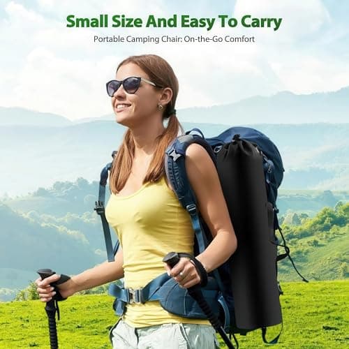 WY8 Folding Camping Chair Lightweight and Portable with Storage Bag, Heavy-Duty Steel Frame, Breathable Oxford Fabric, Ergonomic High Back Support, Compact for Hiking, Lawn, Picnic, Fishing (Khaki) — view 2