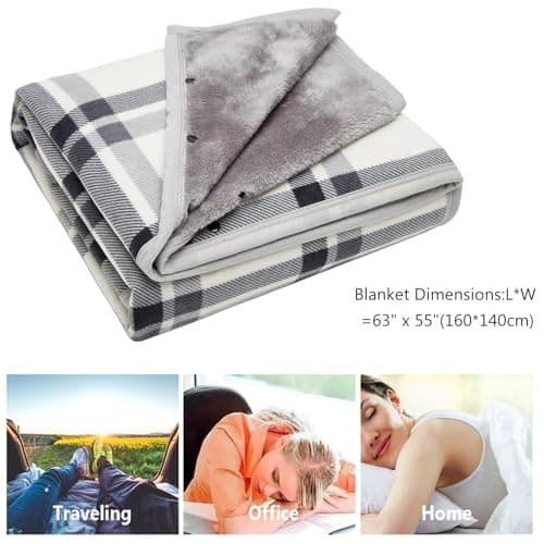 SIVENKE Fleece Wearable Blanket, Plaid Lap Blanket Comfy Poncho Plush Blankets Throw Women Shawl Wrap Cover Cape with Buttons for Bed Sofa Office 100 x 140cm — view 2