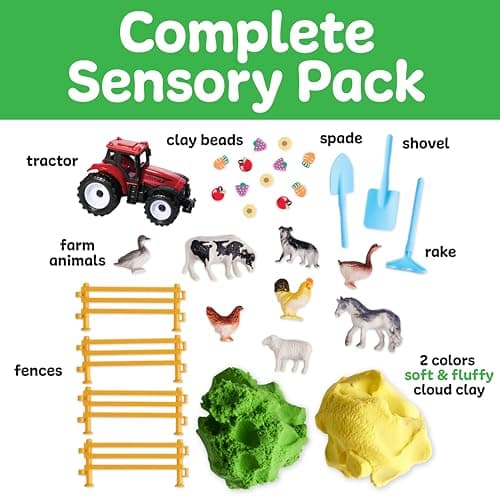 Creativity for Kids Farm Sensory Toys: 11-Piece Set for Toddlers 3-4, Pretend Play Farm Animals & Cloud Clay — view 3