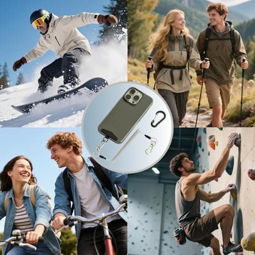 muuee Phone Lanyard with Metal Tether Tab, Stretchy Anti Theft Phone Wrist Strap, Anti-Drop Outdoor Hiking Skiing Cycling Climbing, Compatible for iPhone and Most Smartphones (White) — view 5