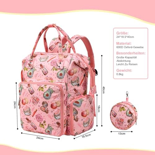 JOZEA Knitting Bag Backpack with USB Charging Port, Large Craft Organiser Bag for Knitting Accessories, Wool Storage for Crochet Projects, 2-Way Travel Bags and Totes(Pink World) — view 5