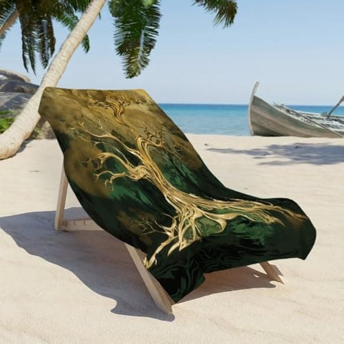 70x140 cm Sand-Free Quick-Dry Beach Towel Extra Large Artistic Tree Pattern Travel & Pool Towel Lightweight Super-Absorbent Gold for Adults & Kids Cruise,Holiday,Pool,Lounge Sunbathing — view 4