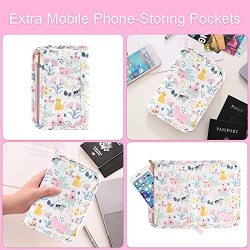 Dizdvizd Travel Passport Wallet, Family Passport Holder Document Organizer - Cat Printed — view 4