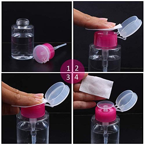 Nail Polish Remover Pump Bottle Dispenser 180 ML Push Down Cleanser Bottle Travel Empty Liquid Container for Nail Varnish Remover & Makeup Remover Nail Art Tool(2 Pack) — view 5
