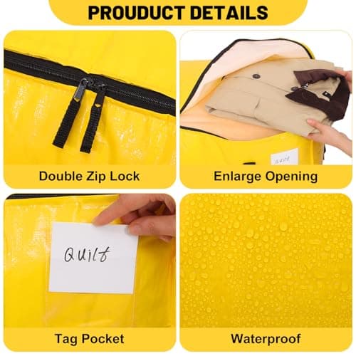 3 Pack 90L Moving Bags, Heavy Duty Storage Bags Dorm Moving Boxes, Yellow — view 6