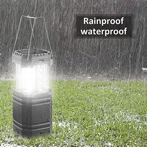 ROCAM Rechargeable Camping Lights, LED Solar Camping Wind up Lantern, Hand Crank Emergency Light with 3000mAh Battery for Camping, Hiking, Fishing, SOS, Outdoor, Power Cuts-Black — view 6