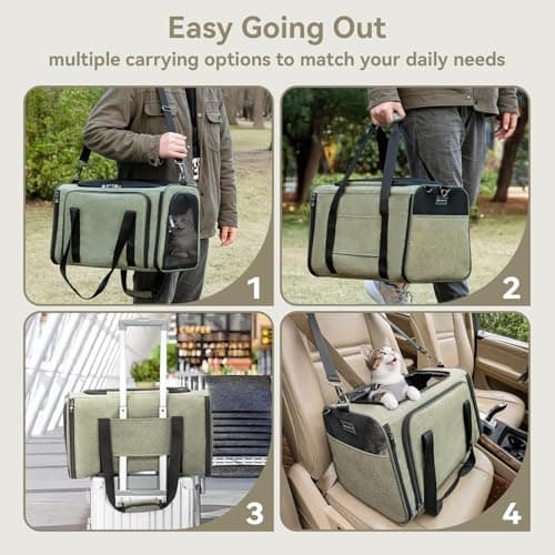 Petsfit Small Cat Carrier Airline Approved ，Expandable Carrier for Kitten Puppy Bunny,41L x 23W x 25H centimetres — view 6
