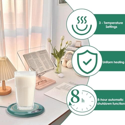 Coffee Mug Warmer USB Smart Beverage Heated Coaster 8H Auto Shut-Off with 3 Temperature 55 65 75 ℃ Settings Electric Touch Control LED Display Cup Warmer Pad for Dad Mom Desk Tea Milk Gifts — view 4