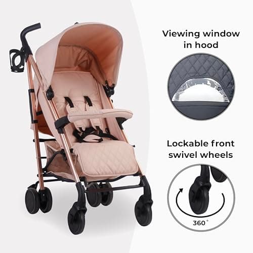 My Babiie MB51 Stroller – from Birth to 4 Years (22kg), Lightweight, Umbrella Fold, Travel Buggy for Toddlers, Pushchair Includes Footmuff, Cup Holder, Rain Cover - Blush Pink — view 6