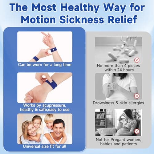 MEIYYJ Motion Sickness Bands for Adults and Kids Travel Sickness Bands Adult Sea Sickness Wristbands for Pregnancy Adults Cruise Travel Essentials — view 5