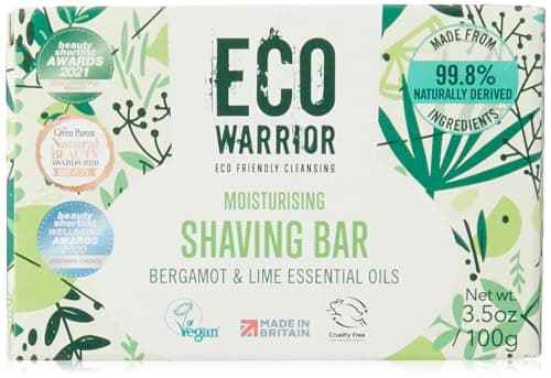 Eco Warrior Shaving Soap Bar for Men & Women, Bergamot & Lime, Vegan, 100g