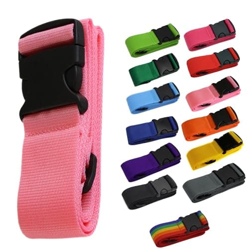 Luggage Baggage Strap Strong Extra Safety Adjustable Travel Tie Belt 13 Colours (Colour 8 Pink)