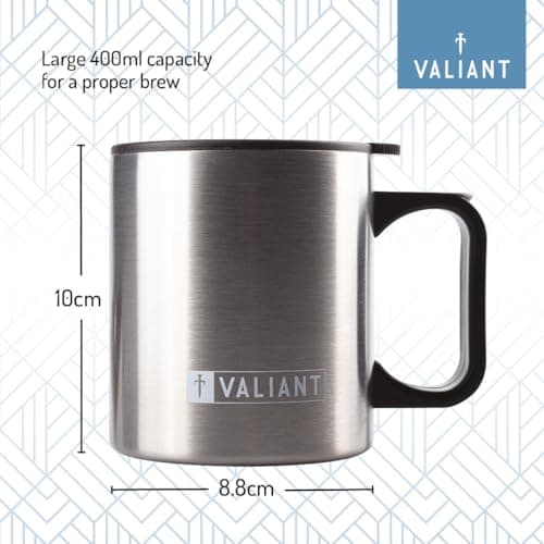 Valiant Insulated Camping Mug Twin Pack, Silver — view 3
