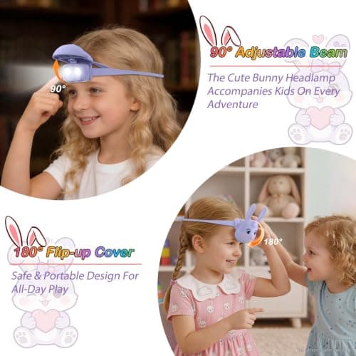 head torch rechargeable，kids head torch with bunny shaped，Silicone LED Headlamp with 3 Lighting Modes & Flashing,USB Rechargeable head light for Cycling Running Camping for Kids ,Gift for Girl and Boy — view 3