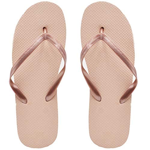 Wholesale Flip Flops, 48 Pairs, Many Colors, Men Women Kids, Wedding, Beach, Pool Party, Bulk Pack Slippers, Rose Gold, One Size — view 2
