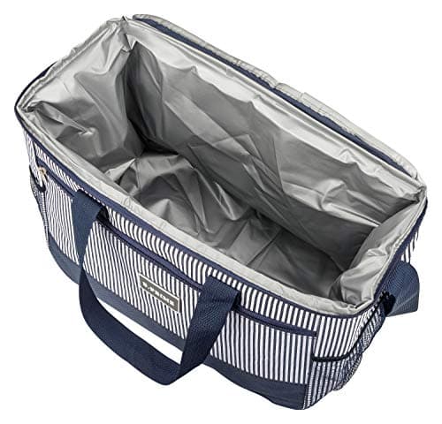 B.PRIME Large 20 litres Insulated Cool Bag - 36 x 26 x 22 cm - Lunch Cooler Bag - Insulated Lunch Bag - Navy Blue/White Striped — view 5