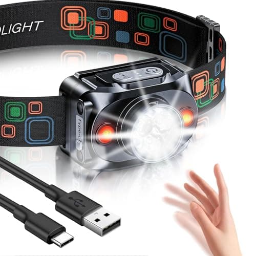 Rolgno Head Torch Rechargeable, [Ultra Bright] LED Headlamp 2000mAh Battery
