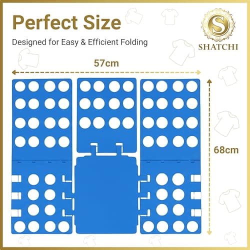 Magic Fast Speed Clothes Flip Folding Board Blue Organiser, 31 x 23.5 cm for Adult Shirt T-Shirts and Laundry, Easy and Quick Clothing Folding Tool for Home, Wardrobe Storage and Travel Use — view 3