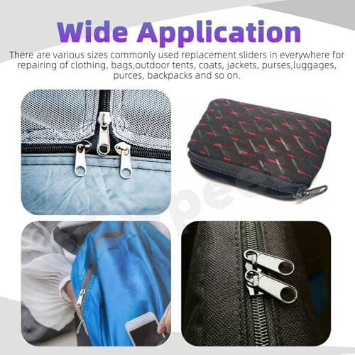 Swpeet 144Pcs Zipper Repair Kit with Plier and Pliers Assortment, Zipper Pulls, Replacement Tools for Bags, Tents, Luggage, Sleeping Bag, Jacket — view 6