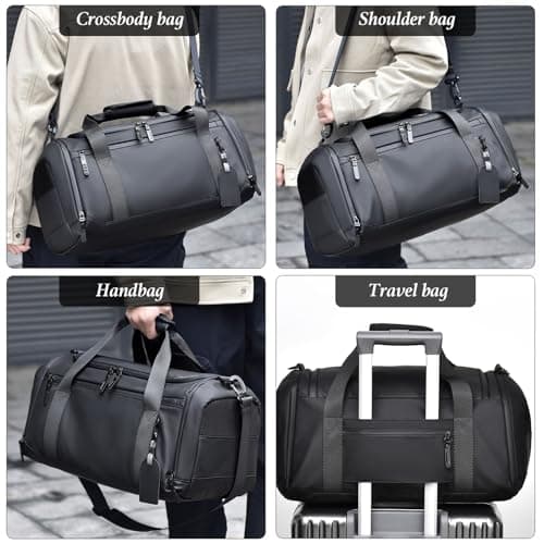 SEPSCO Sports Gym Duffle Bag, Women Men Weekend Bags Holdall with Shoes Compartment and Shoulder Strap Large Wet and Dry Separation Waterproof Durable for Travel Overnight Hospital Swimming (Black) — view 4