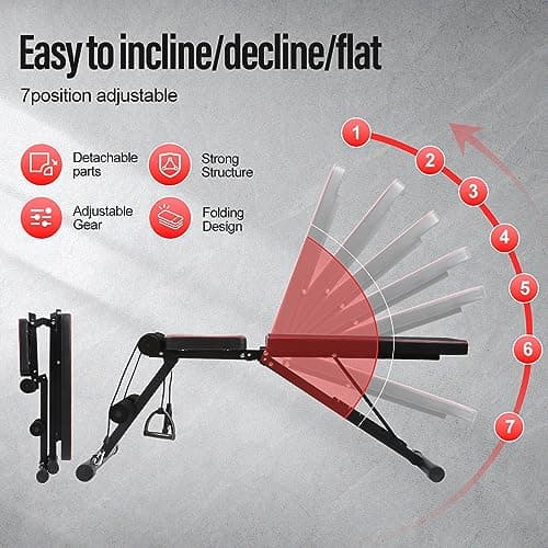 Panana Adjustable Weight Bench, Foldable Gym Bench for Home Workouts — view 3