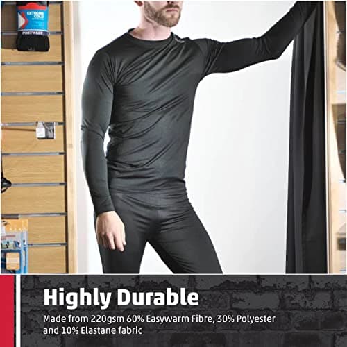 TuffStuff - Basewear Mens Long Sleeve Black Thermal T-Shirt, Large - Lightweight Easywarm Base Layer, 4-Way Stretch, Breathable, Moisture Wicking & Quick Drying - Ideal for Cold Weather & Layering — view 2