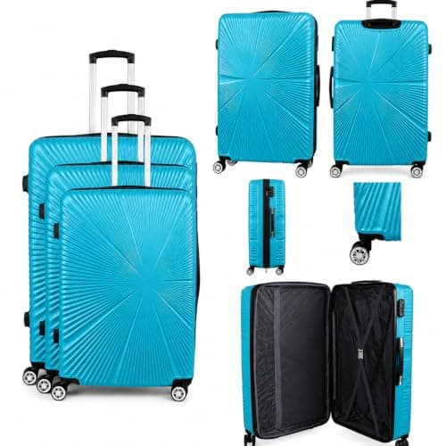 Set of 3 Pcs Luggage Hard Shell Suitcase, Teal, 20" 26" 28"