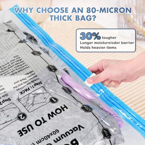 BoxLegend 8-Pack Vacuum Storage Bags for Travel & Clothes - 60x40cm Perfect Fit for 20-Inch Suitcases, Space-Saving Compression Bags with Airtight Seal, Ideal Luggage Organizer & Travel Essentials — view 5