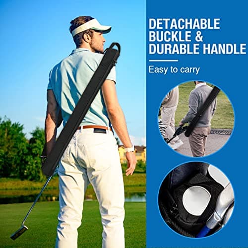 Beer Sleeve Cooler Golf Beer Sleeve 7 Cans Beer Sleeve Insulated Cooling Sleeve with Phone Bag Beer Bag Oxford Cloth Crossbody Golf Cooler Bag Golf Drinks Ice Bag for Beach Picnic Party Sport (Black) — view 5