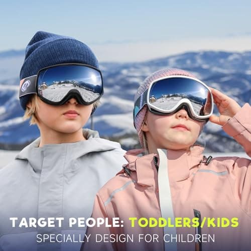 Findway Kids Ski Goggles,Kids Skiing Snow Goggles for Boys Girls Childrens,OTG 100% UV Protection Anti-fog for Ski Snowboard Ages 3-12,A Classic Silver — view 6