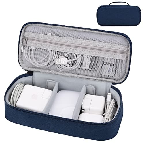 Yundoor Electronics Organizer Travel Case, Carrying Pouch Bag for Travel Essentials, for Cable, Charging Cord (Navy Blue)