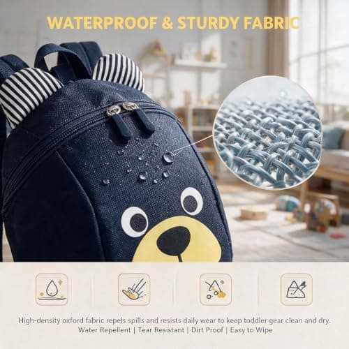 NIFTYY Toddler Anti-Lost Backpack with Leash, Cute Bear Animal Harness Backpack, Safety Child Backpack for Baby Boys Girls 1-4 Years, Lightweight Travel Bag (navy blue) — view 6