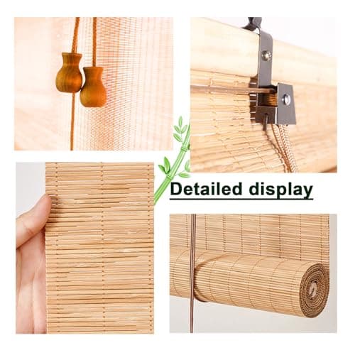 Maroon Retro Bamboo Bli - Natural Roman Roller es for Doors & Patios UV-Resint Outdoor Bamboo es 165x350cm Lift Funct — view 3