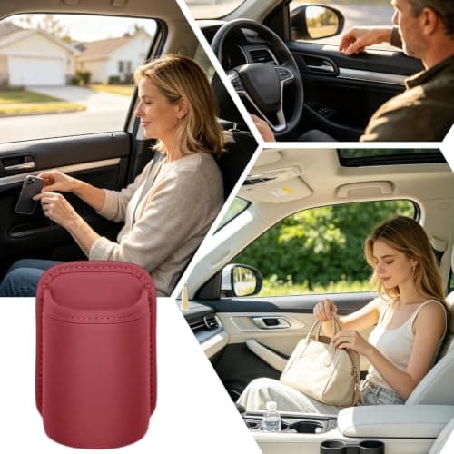 Wide‑Mouth Clip‑On Leather Car Side Window Cup Holder Multi‑Function — view 6