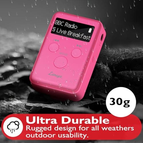 LEMEGA MINI GO DAB Pocket Digital Radio,Rechargeable,Earphones Incl,Pink — view 4