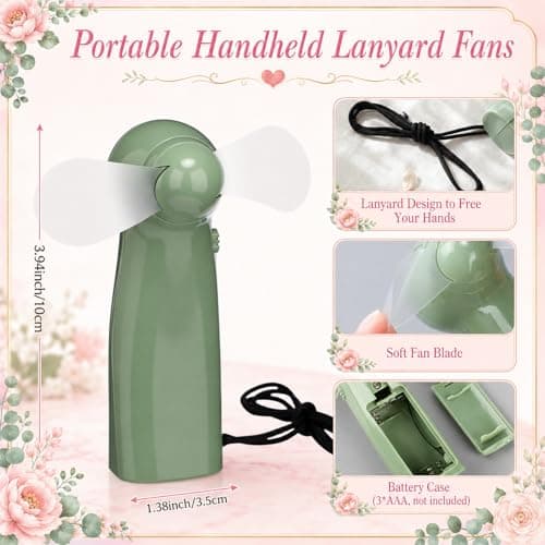 Fumete 24 Sets Wedding Favors for Guests Bulk Mini Fan Handheld Wedding Portable Fan with Thank You Card Gift Bags Battery Operated Small Personal Fans for Bridal Shower Summer Party Favor, Sage Green — view 2