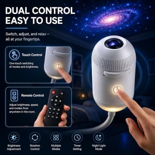 Ocean Galaxy Night Light Projector, Plug and Play HD Star Projector, Smart Holographic 2-in-1 Galaxy Star, Portable Starry 360° Adjustable Hd Galaxy Projector with Projection Films (With 24 Films) — view 4